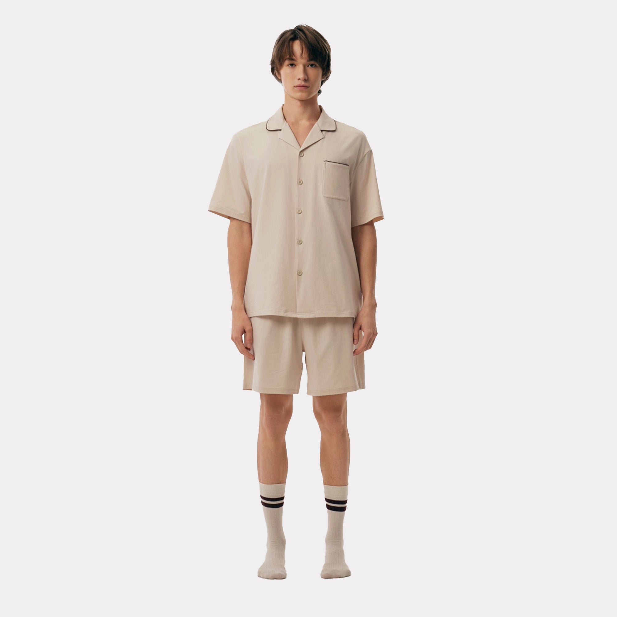 New summer men's cotton short-sleeved pajamas suit