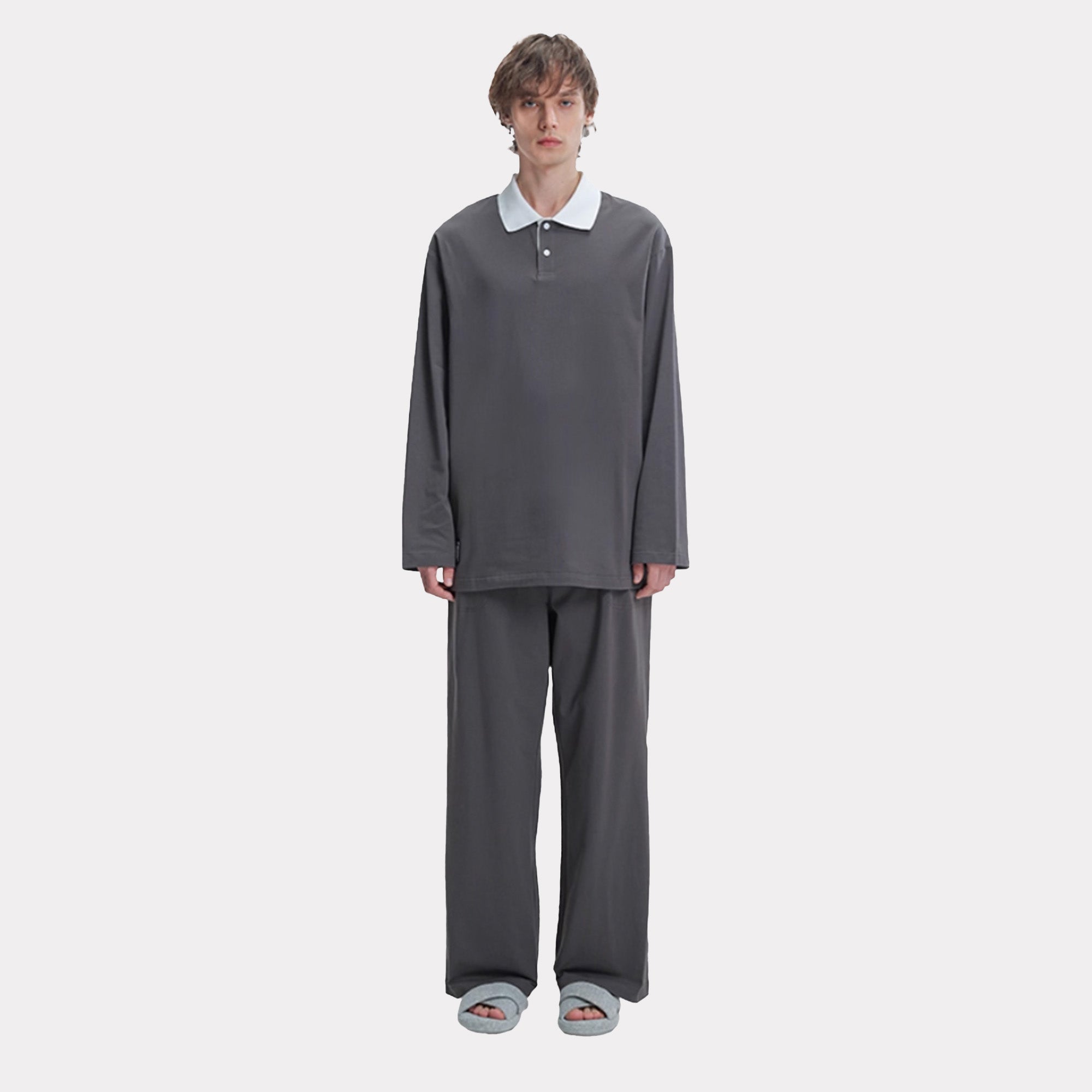 Retro preppy long-sleeved pajamas set