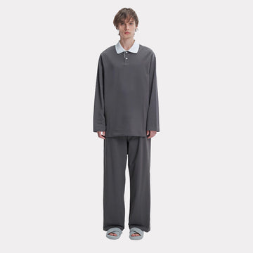 Retro preppy long-sleeved pajamas set