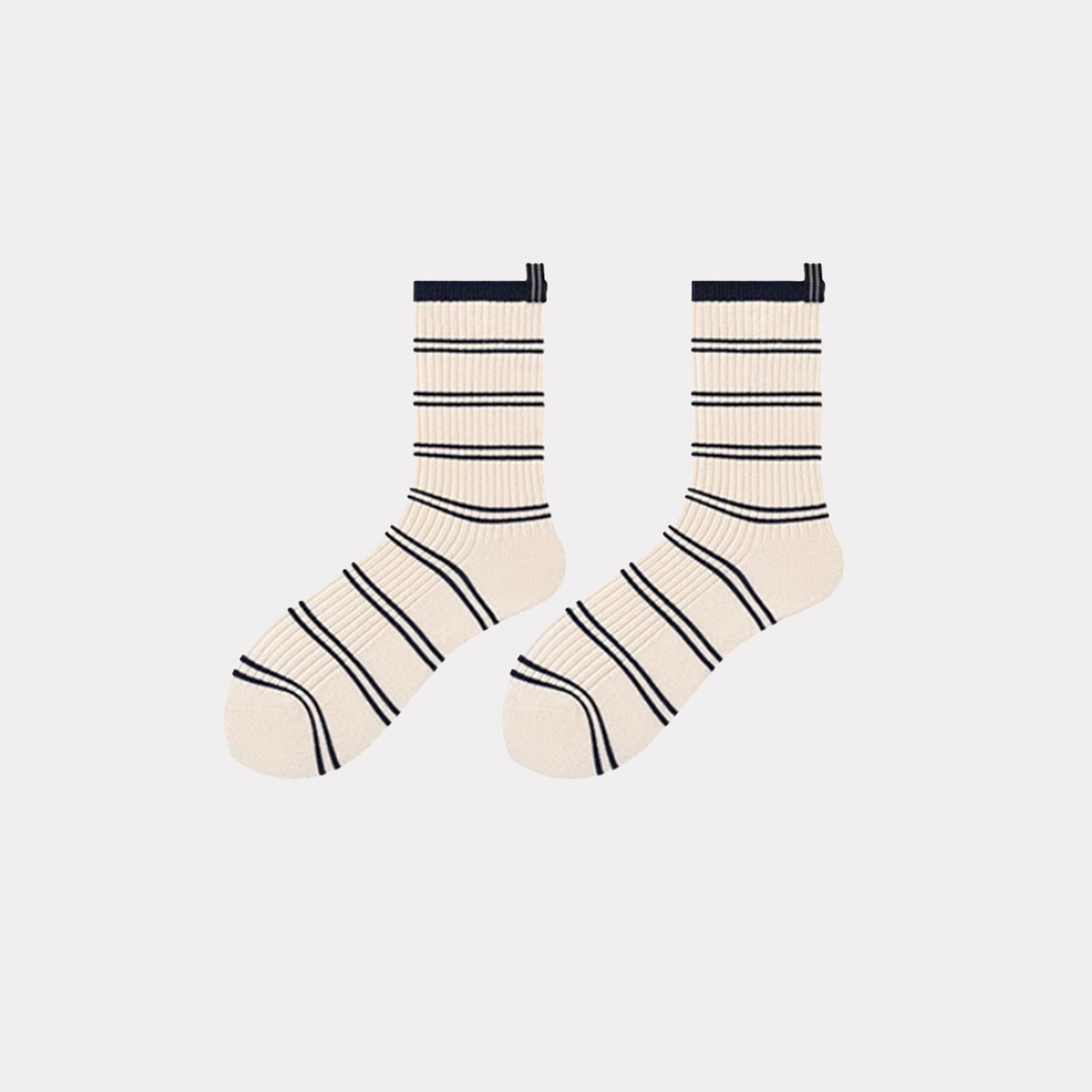 Spring and summer pure cotton college striped mid-calf socks