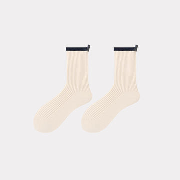 Spring and summer pure cotton college striped mid-calf socks