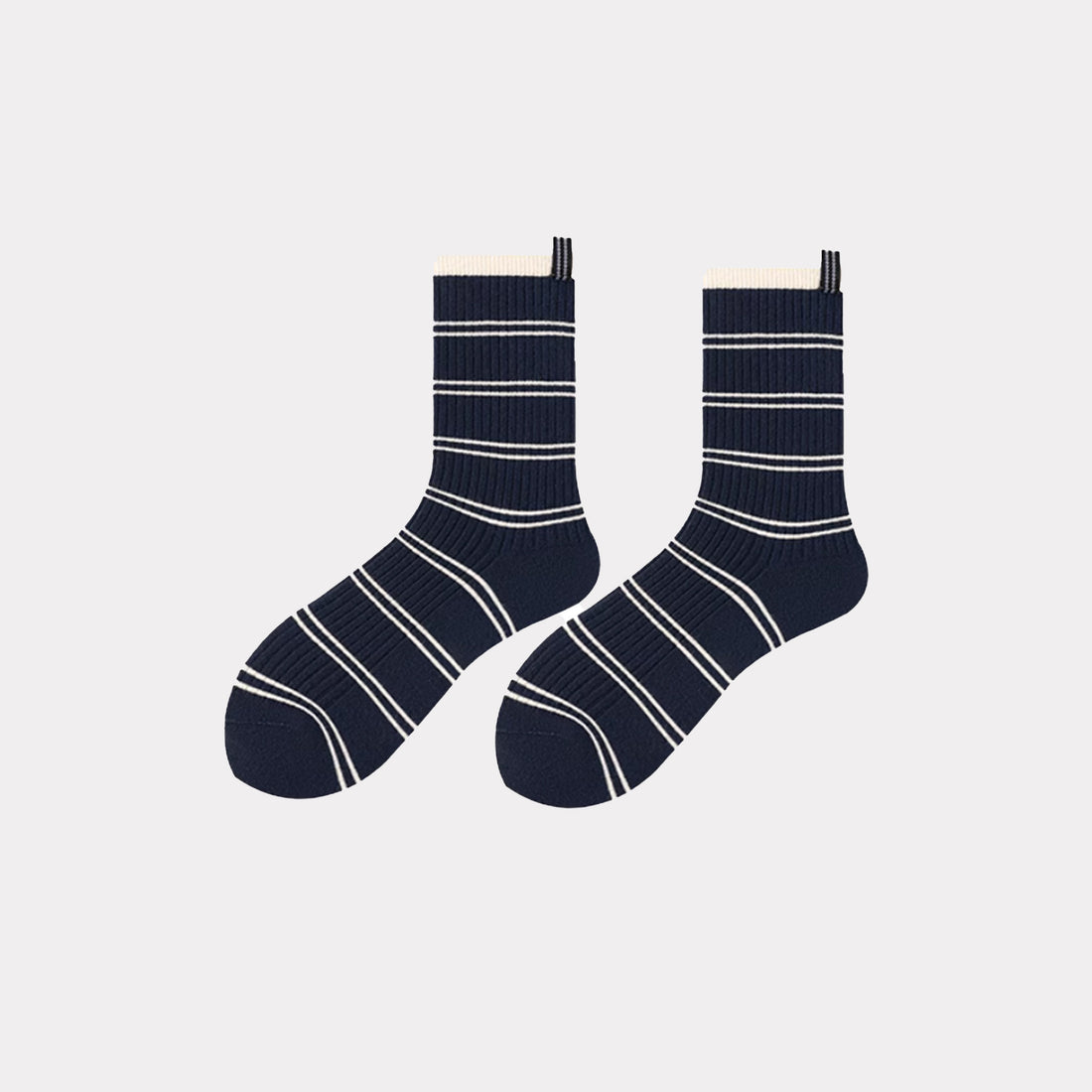 Spring and summer pure cotton college striped mid-calf socks