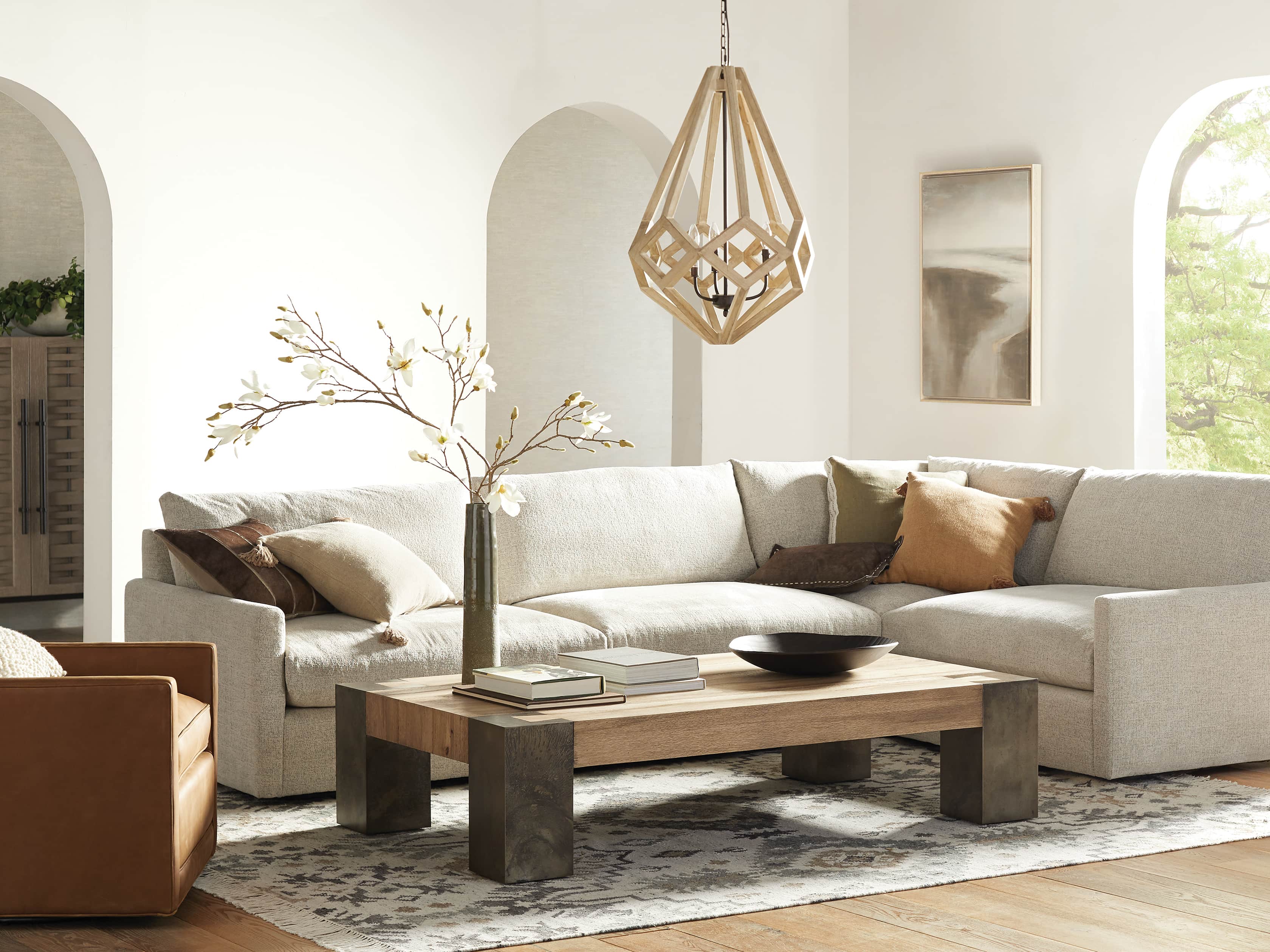 Wooden Prism Chandelier in Natural