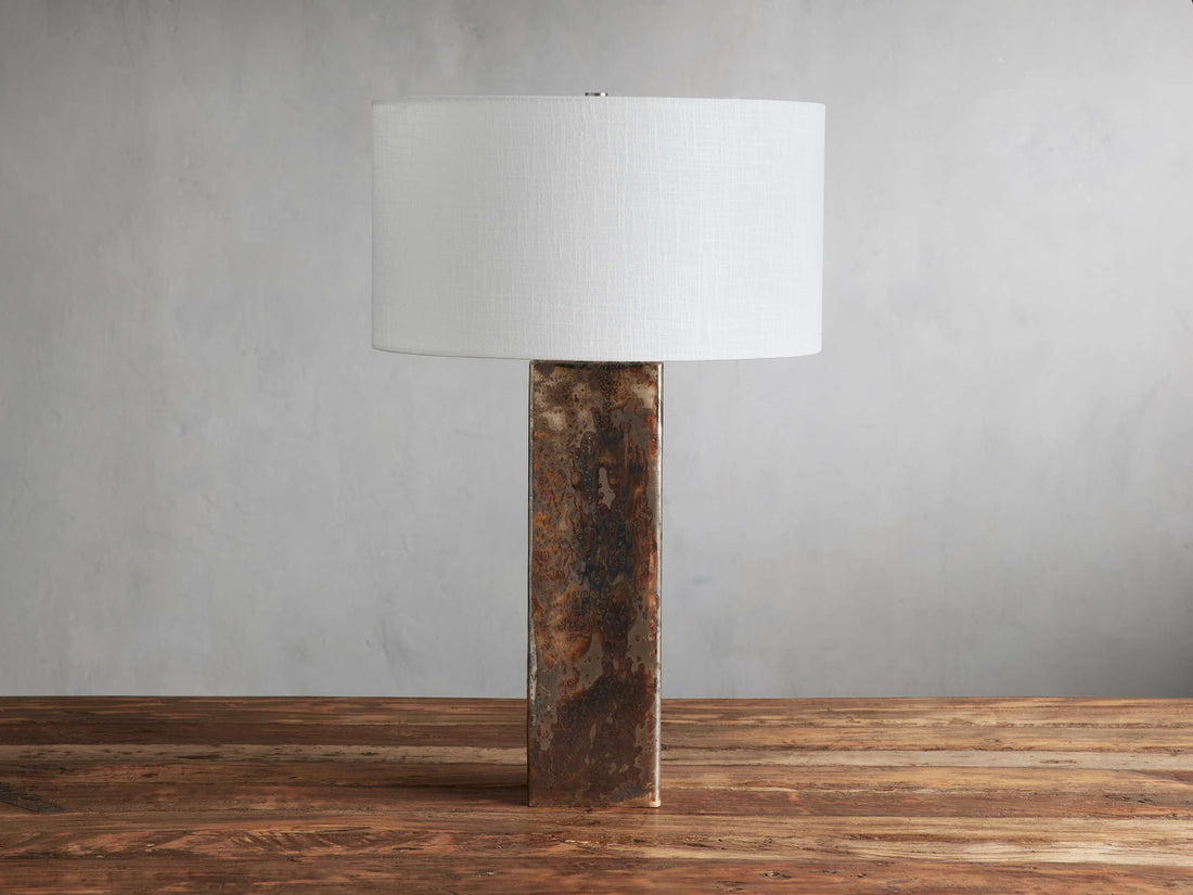 Adrano Table Lamp in Copper with Natural Shade