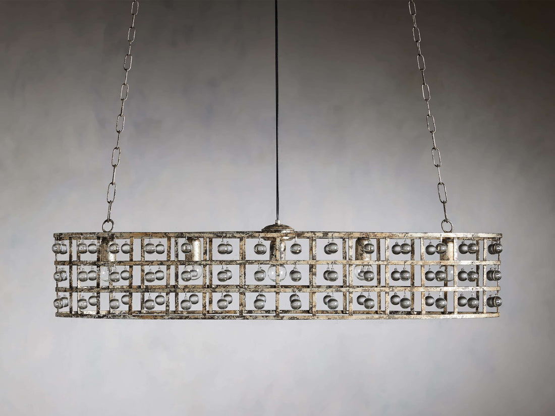 La Cage Oval Chandelier in Silver Clay