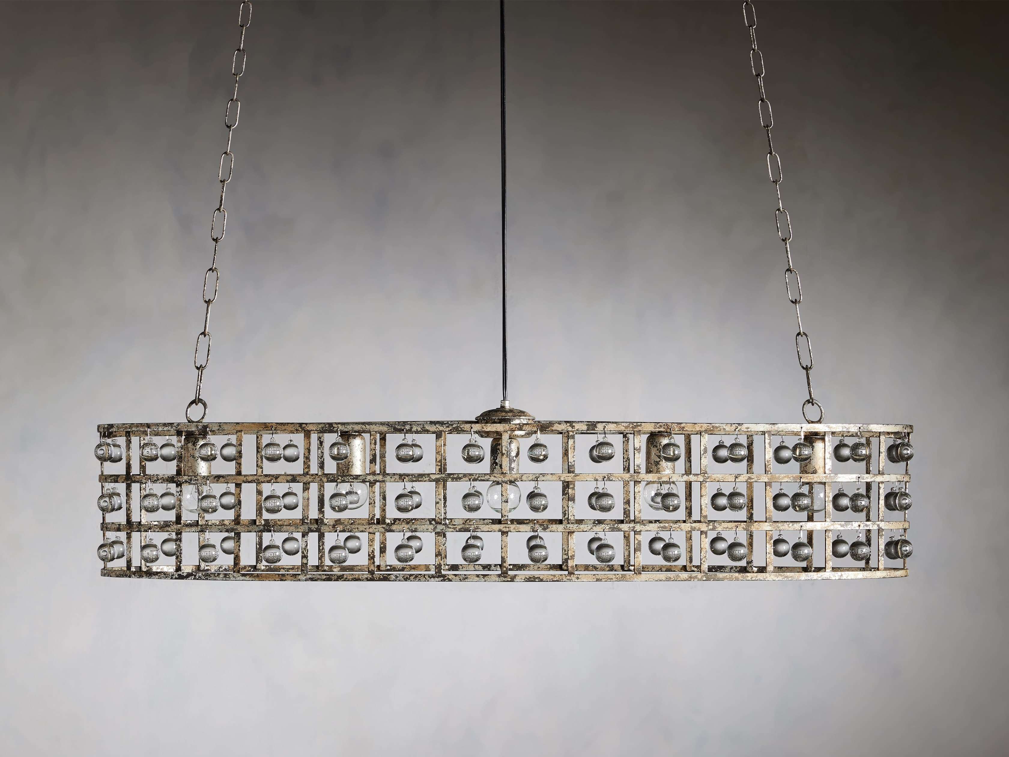 La Cage Oval Chandelier in Silver Clay