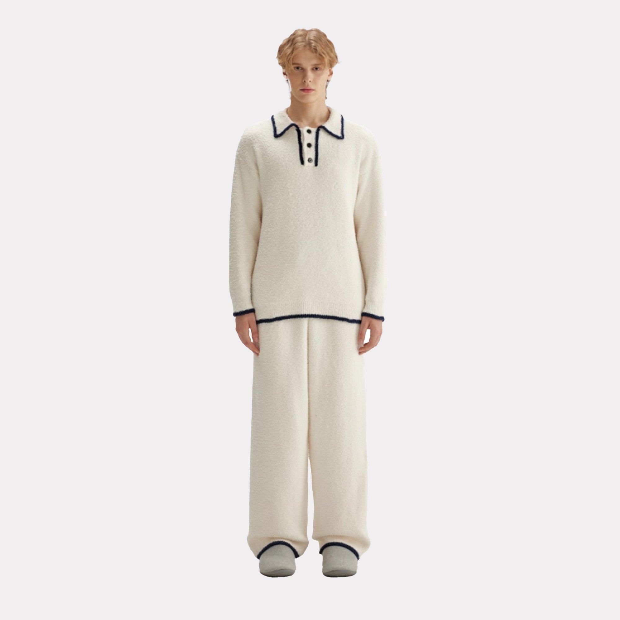 Men's autumn and winter thick lapel warm pajamas set