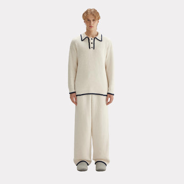 Men's autumn and winter thick lapel warm pajamas set