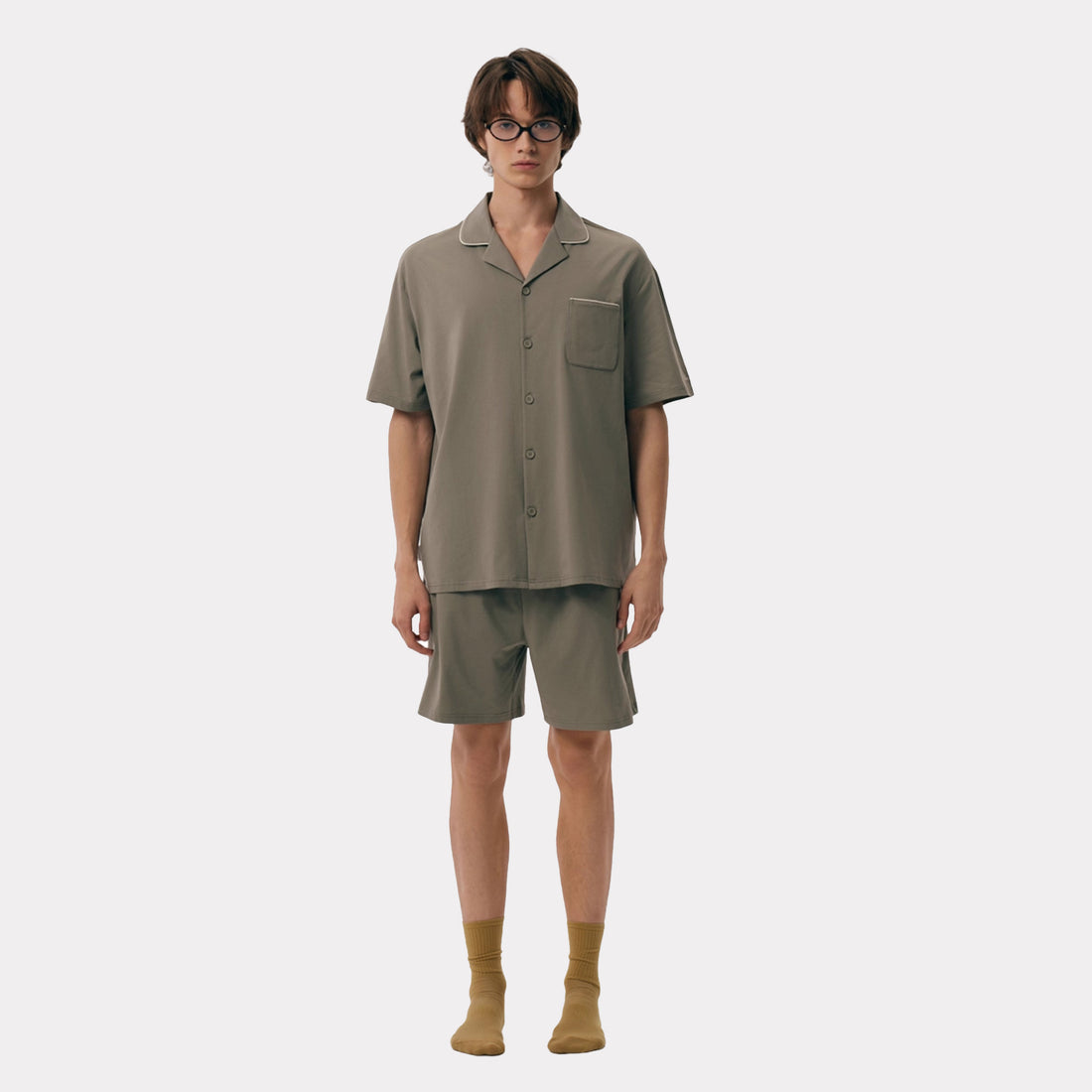 New summer men's cotton short-sleeved pajamas suit