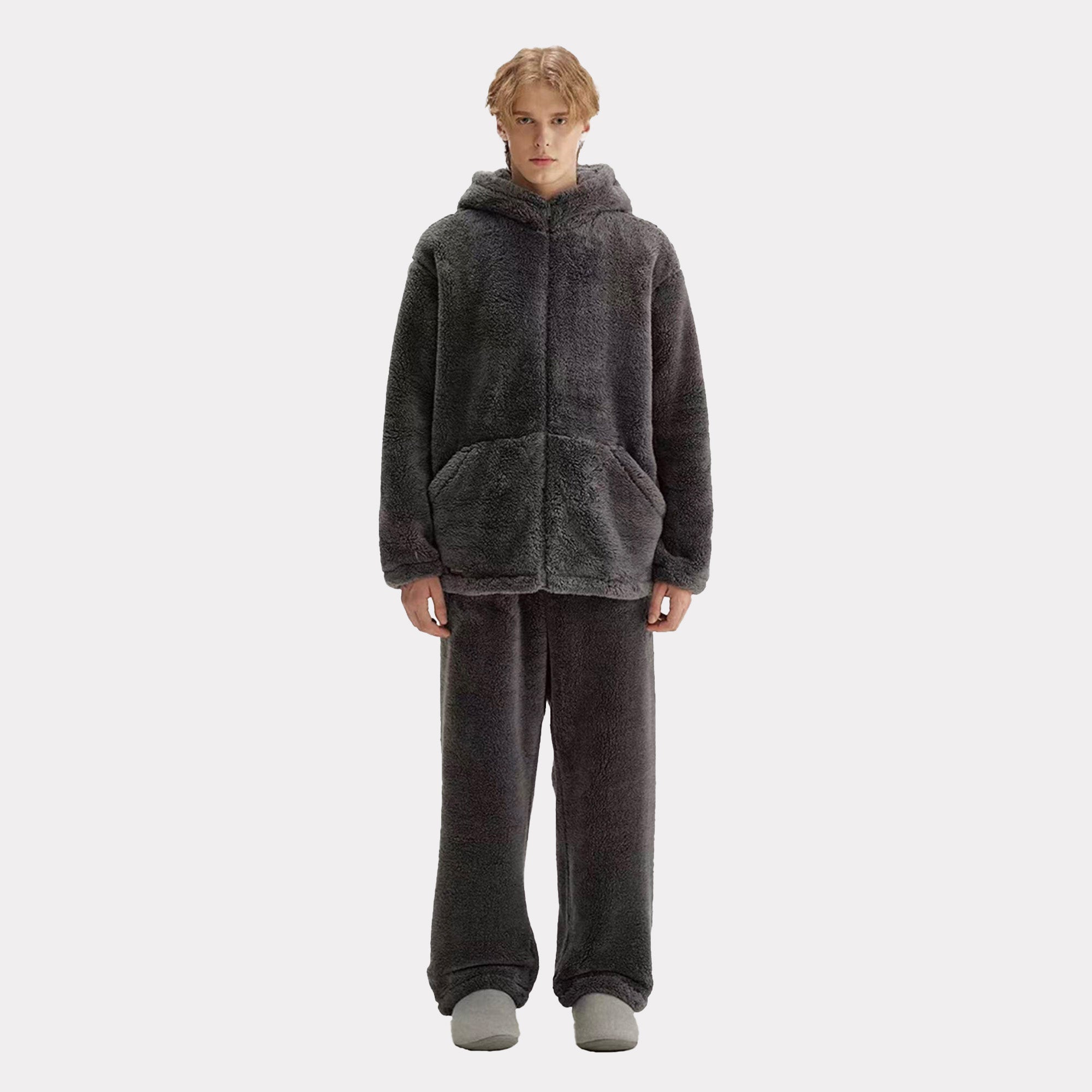 Winter Thickened Hooded Warm Men's Pajama Set