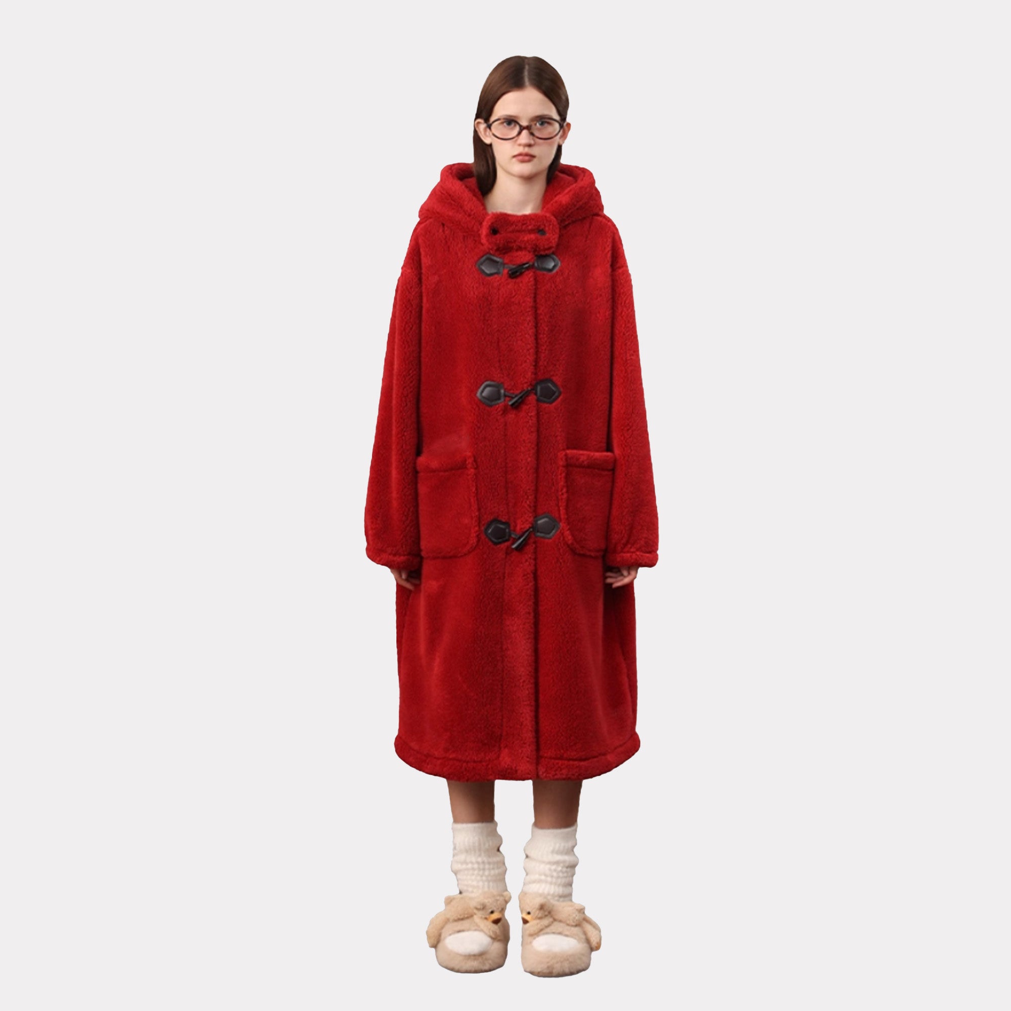 Women's North American velvet Christmas red warm nightgown