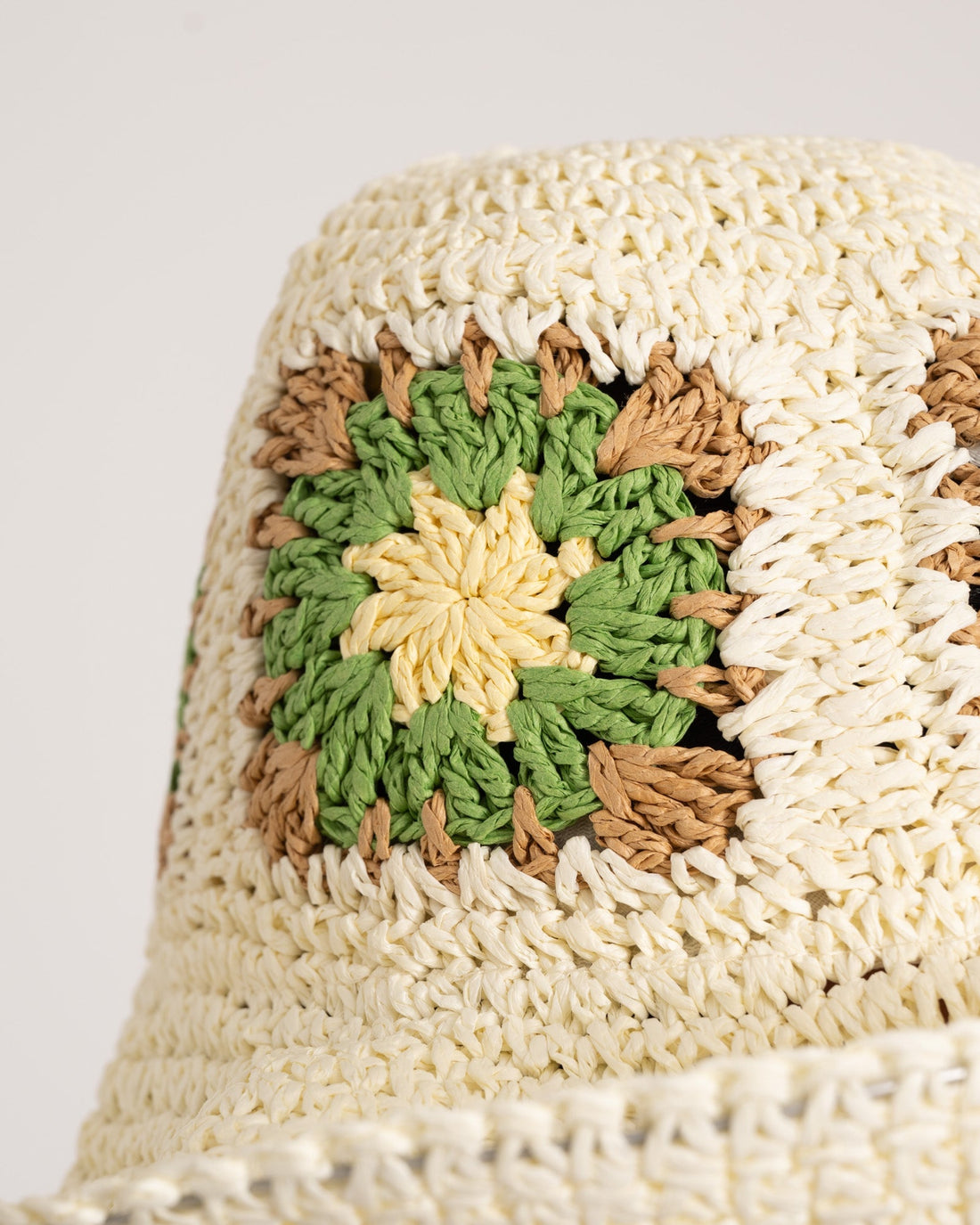 Bucket Hat Crochet Beige Green
