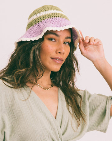 Bucket Hat Crochet Lilac Matcha