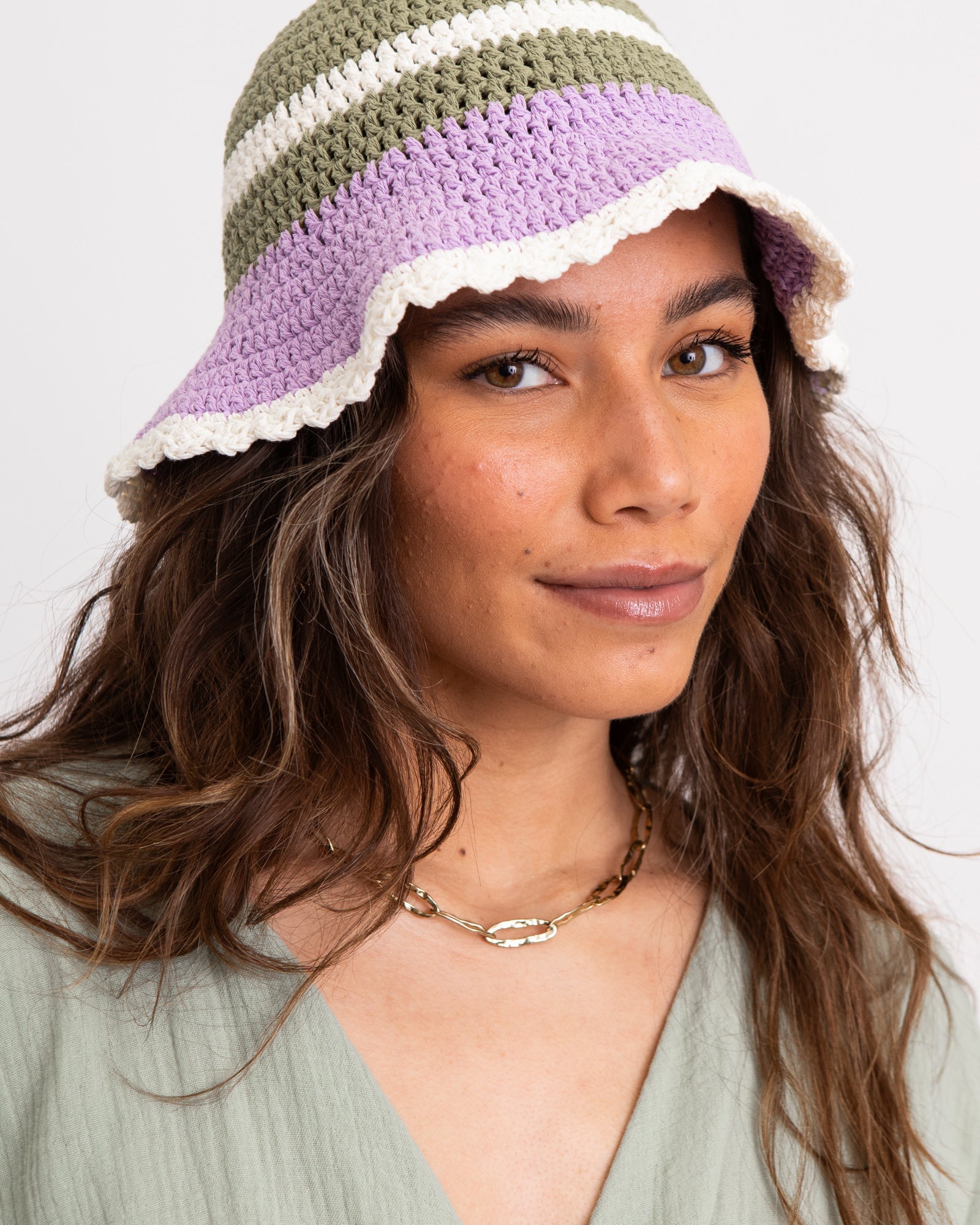 Bucket Hat Crochet Lilac Matcha